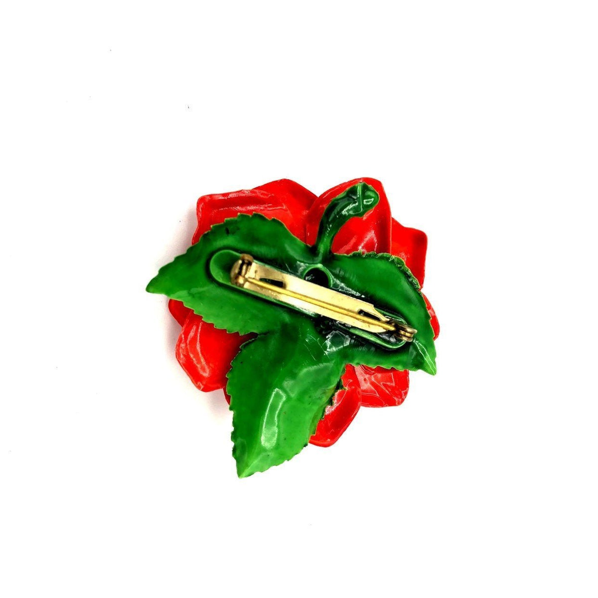 Red Flower Layered Petals Vintage Brooch - 24 Wishes Vintage Jewelry