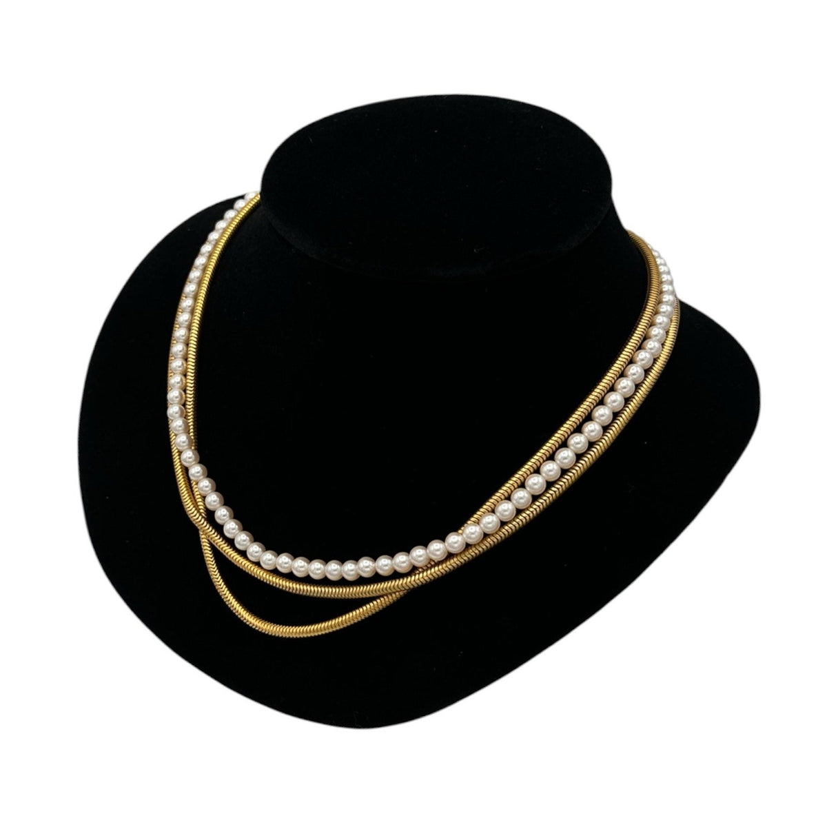 Necklaces & PendantsRichelieu Gold Snake Chain Pearl Strand Layered Necklace