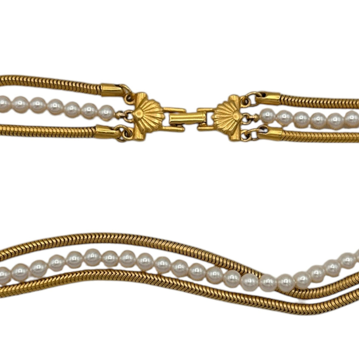Necklaces & PendantsRichelieu Gold Snake Chain Pearl Strand Layered Necklace