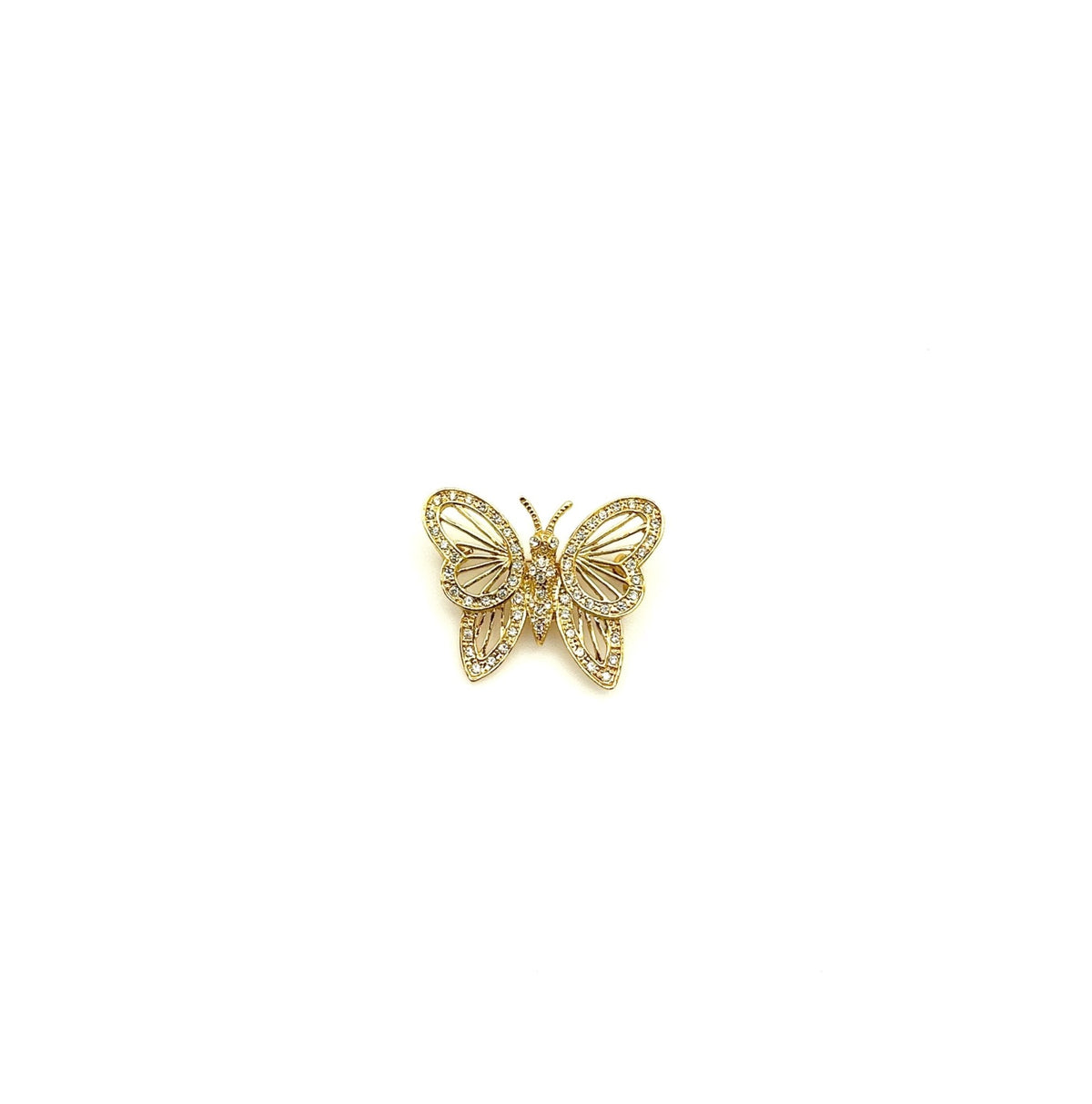 Roman Classic Gold Rhinestone Butterfly Brooch - 24 Wishes Vintage Jewelry