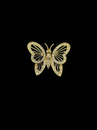 Roman Classic Gold Rhinestone Butterfly Brooch - 24 Wishes Vintage Jewelry