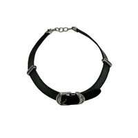 Necklaces & PendantsRon Rizzo Statement Silver Belt Buckle Black Leather 1980s Necklace