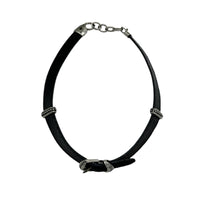 Necklaces & PendantsRon Rizzo Statement Silver Belt Buckle Black Leather 1980s Necklace