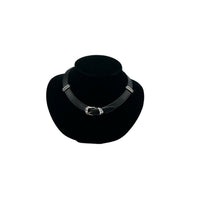 Necklaces & PendantsRon Rizzo Statement Silver Belt Buckle Black Leather 1980s Necklace