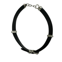 Necklaces & PendantsRon Rizzo Statement Silver Belt Buckle Black Leather 1980s Necklace