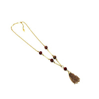 Sarah Coventry Red Art Glass Bead Gold Tassel Vintage Pendant - 24 Wishes Vintage Jewelry