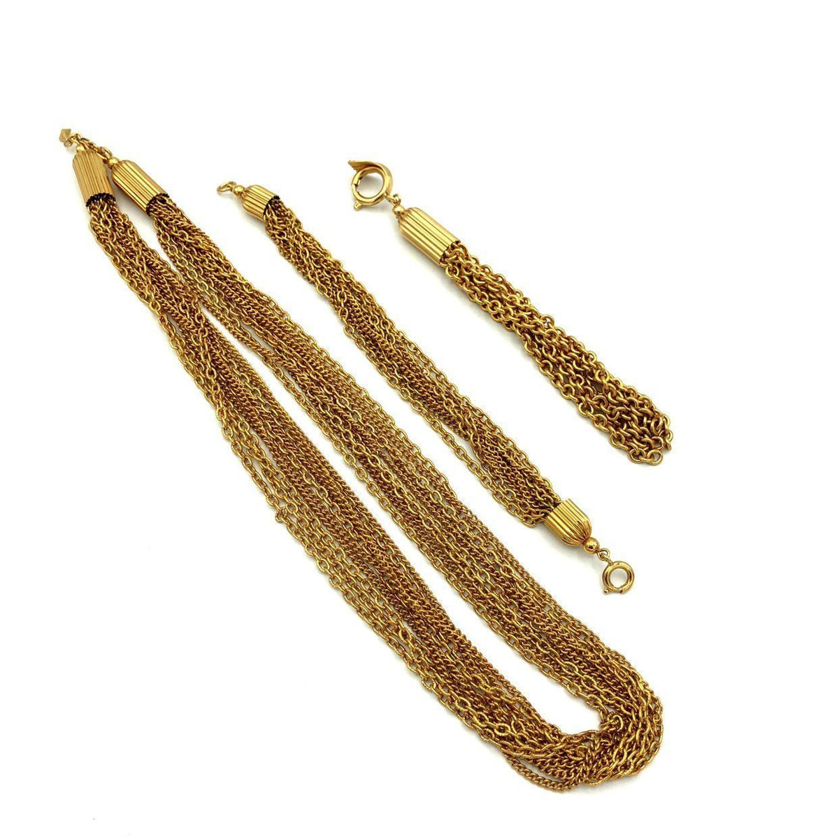 Sarah Coventry Vintage Jewelry Set Gold Chain Tassel Convertible Set - 24 Wishes Vintage Jewelry