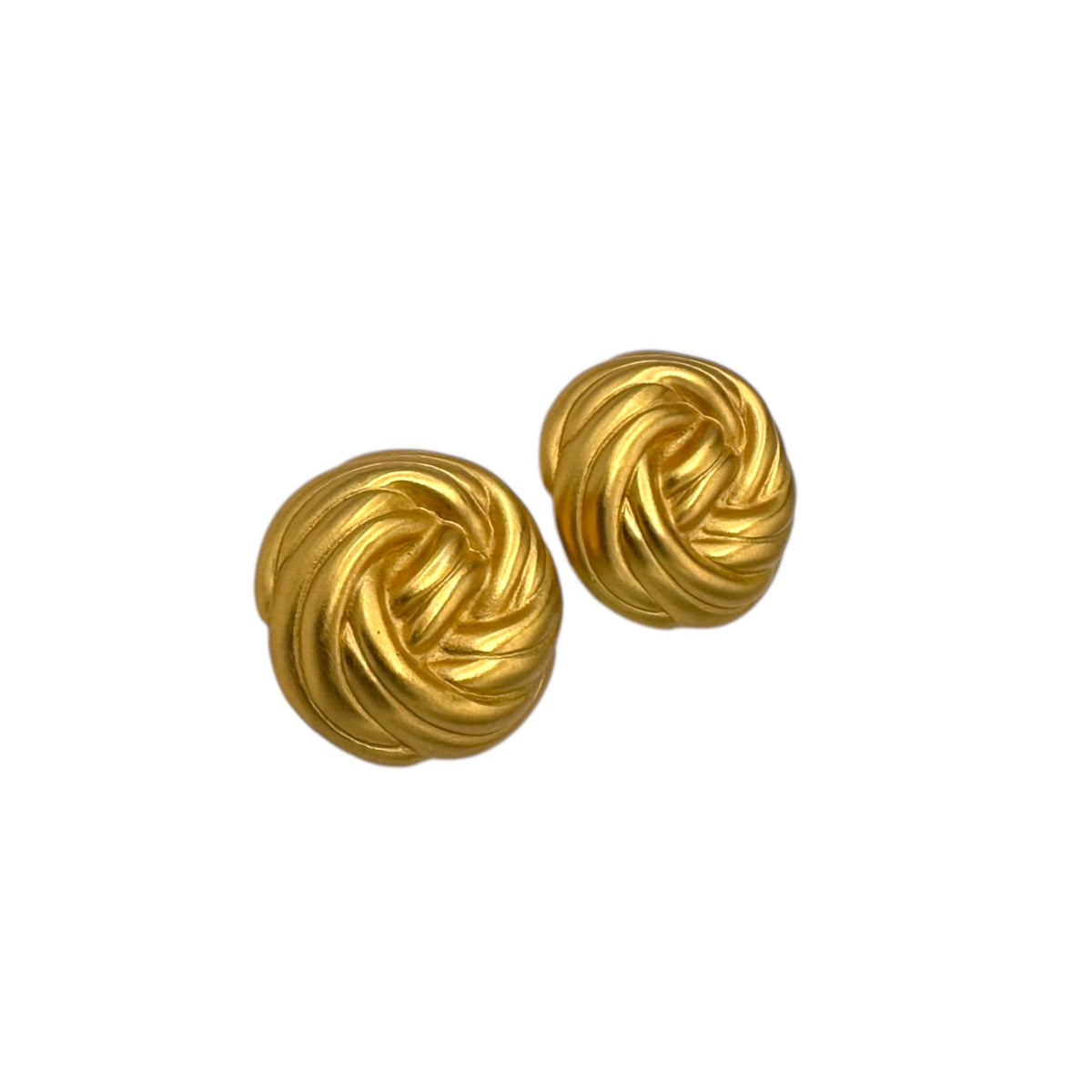 Signed Anne Klein Satin Gold Rope Clip - On Earrings Vintage Twisted Knot Statement Jewelry 24 Wishes Vintage Jewelry