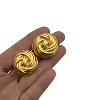 Signed Anne Klein Satin Gold Rope Clip - On Earrings Vintage Twisted Knot Statement Jewelry 24 Wishes Vintage Jewelry