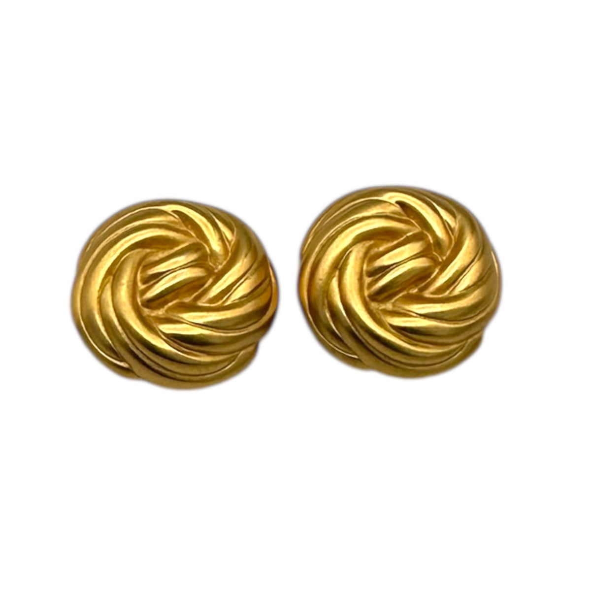 Signed Anne Klein Satin Gold Rope Clip - On Earrings Vintage Twisted Knot Statement Jewelry 24 Wishes Vintage Jewelry