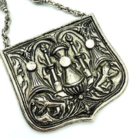 Silver Accessocraft NYC Large Medieval Revival Repousse Vintage Pendant - 24 Wishes Vintage Jewelry