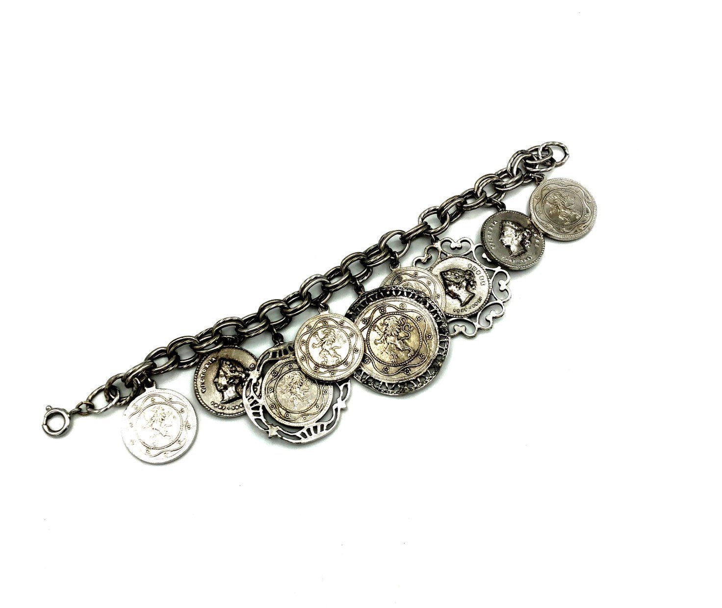 Charm Bracelet - Vintage Coin Jewelry - Silver hotsell Coin