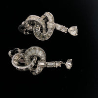 Silver Diamante Rhinestone Dangle Vintage Clip - On Earrings - 24 Wishes Vintage Jewelry