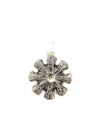 Silver Marcasite Style Flower Victorian Revival Charm - 24 Wishes Vintage Jewelry