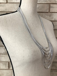 Silver Monet Layered Long Multi - Strand Chain Vintage Necklace - 24 Wishes Vintage Jewelry