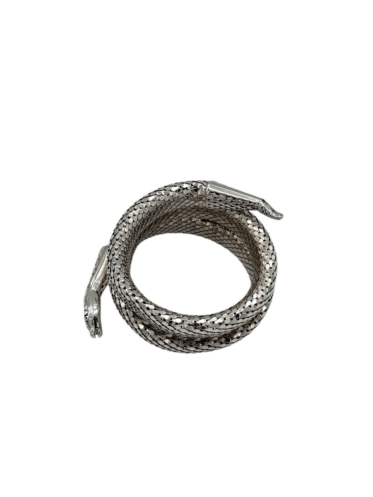 Silver Whiting & Davis Mesh Coiled Snake Vintage Bracelet - 24 Wishes Vintage Jewelry