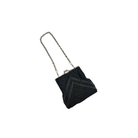 Small Vintage Art Deco Style Black Beaded Kisslock Closure Handbag