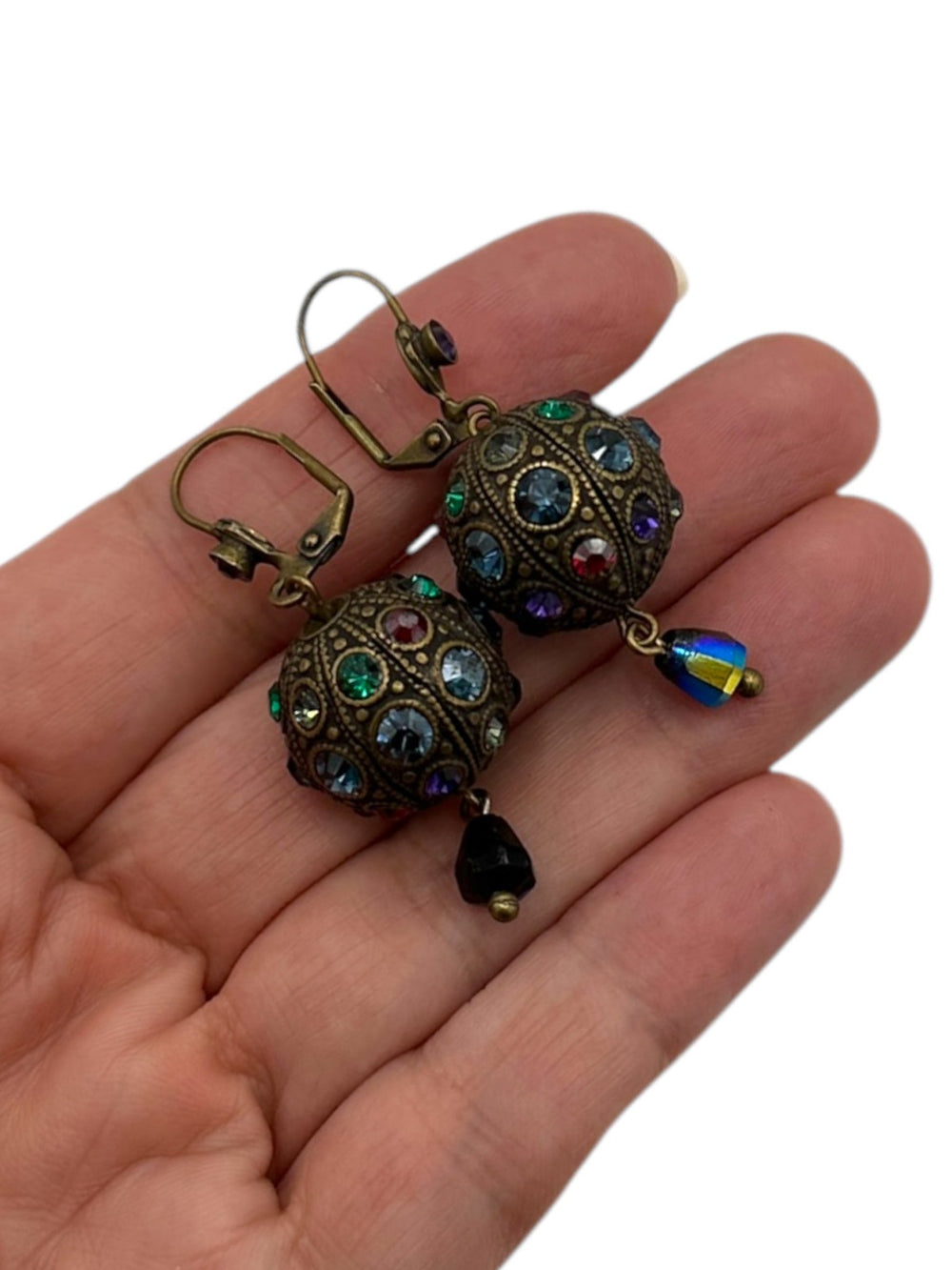 Sorrelli Victorian Revival Orb Dangle Vintage Pierced Earrings - 24 Wishes Vintage Jewelry