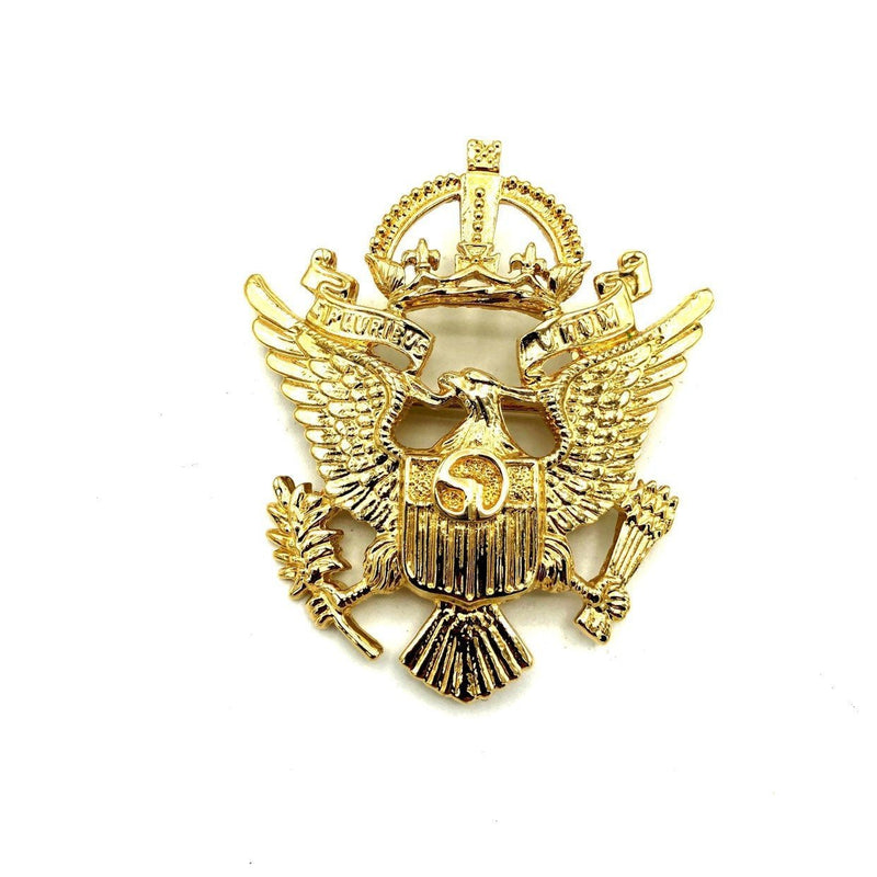 St. John Gold Heraldic Eagle & Shield Designer Vintage Brooch - 24 Wishes Vintage Jewelry