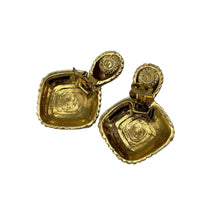 St. John Gold Textured Door Knocker Clip - On Earrings - 24 Wishes Vintage Jewelry