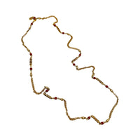St. John Long Gold Chain Necklace with Red Enamel & Rhinestone Spacers 24 Wishes Vintage Jewelry