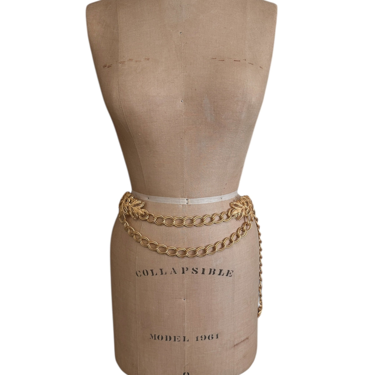 St. John Matte Gold Layered Bib Belt Vintage Statement Waist Curb Chain Belt 24 Wishes Vintage Jewelry