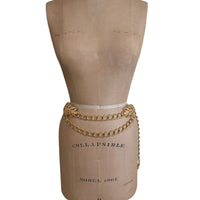 St. John Matte Gold Layered Bib Belt Vintage Statement Waist Curb Chain Belt 24 Wishes Vintage Jewelry