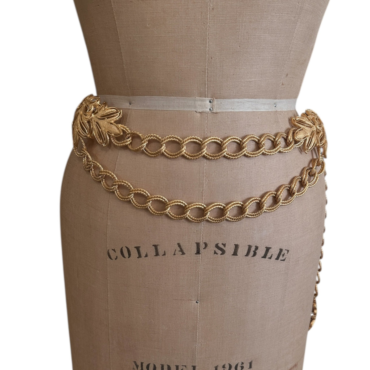 St. John Matte Gold Layered Bib Belt Vintage Statement Waist Curb Chain Belt 24 Wishes Vintage Jewelry