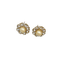 St. John Pearl Round Pierced Vintage Earrings - 24 Wishes Vintage Jewelry