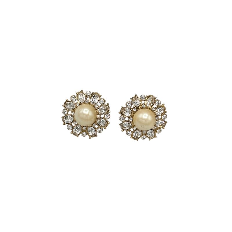 St. John Pearl Round Pierced Vintage Earrings - 24 Wishes Vintage Jewelry