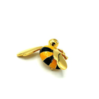 St. John Petite Black & Yellow Enamel Bee Brooch Pin - 24 Wishes Vintage Jewelry