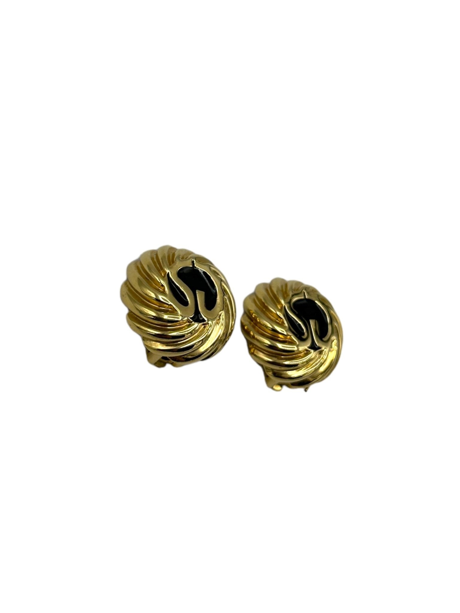 St.John Vintage Gold and Black Clip On Earrings factory