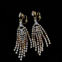 Statement Rhinestone Chandelier Vintage Clip - On Earrings - 24 Wishes Vintage Jewelry