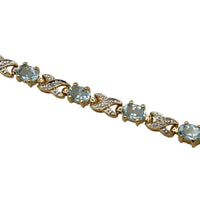 BraceletsSterling Silver Gold Vermeil Blue Topaz Vintage Tennis Bracelet
