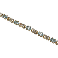 BraceletsSterling Silver Gold Vermeil Blue Topaz Vintage Tennis Bracelet