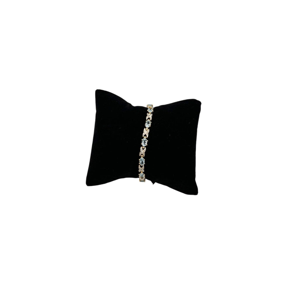 BraceletsSterling Silver Gold Vermeil Blue Topaz Vintage Tennis Bracelet