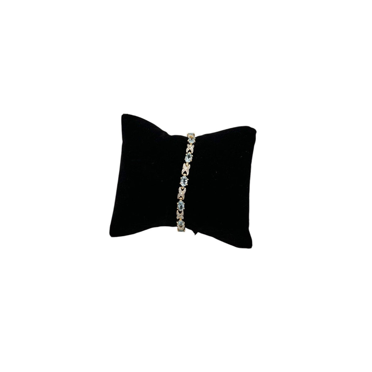 BraceletsSterling Silver Gold Vermeil Blue Topaz Vintage Tennis Bracelet