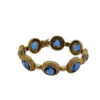 BraceletsSterling Silver Vermeil Byzantine Round Blue Crystal Tennis Bracelet