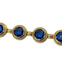 BraceletsSterling Silver Vermeil Byzantine Round Blue Crystal Tennis Bracelet