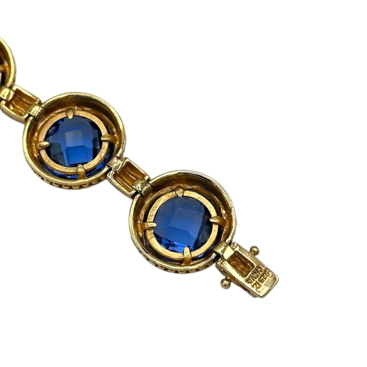BraceletsSterling Silver Vermeil Byzantine Round Blue Crystal Tennis Bracelet