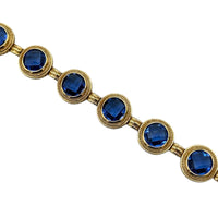 BraceletsSterling Silver Vermeil Byzantine Round Blue Crystal Tennis Bracelet