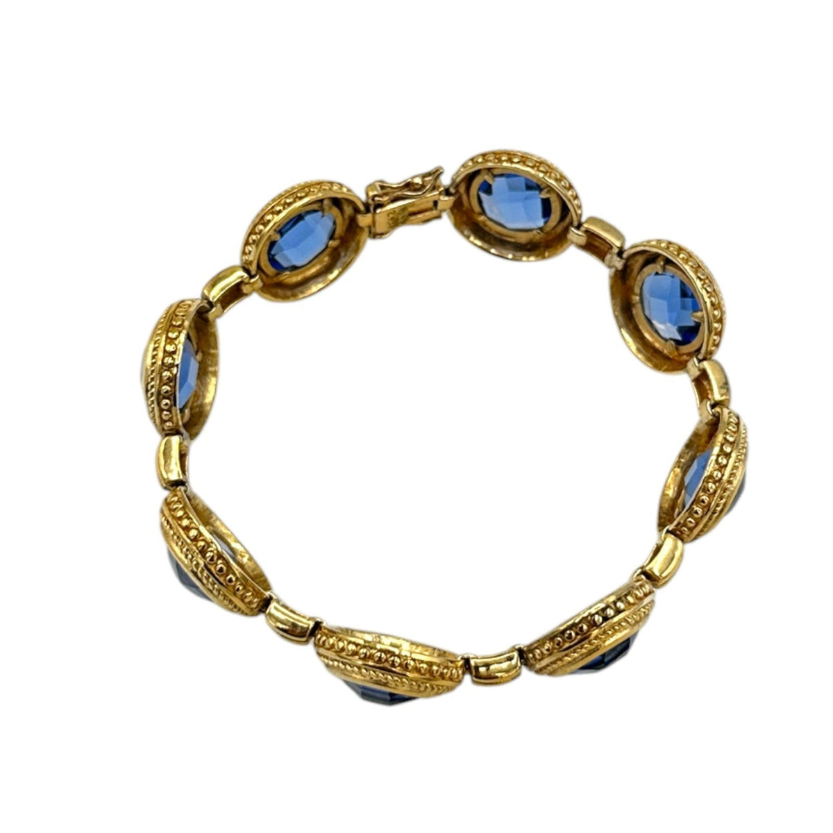 BraceletsSterling Silver Vermeil Byzantine Round Blue Crystal Tennis Bracelet