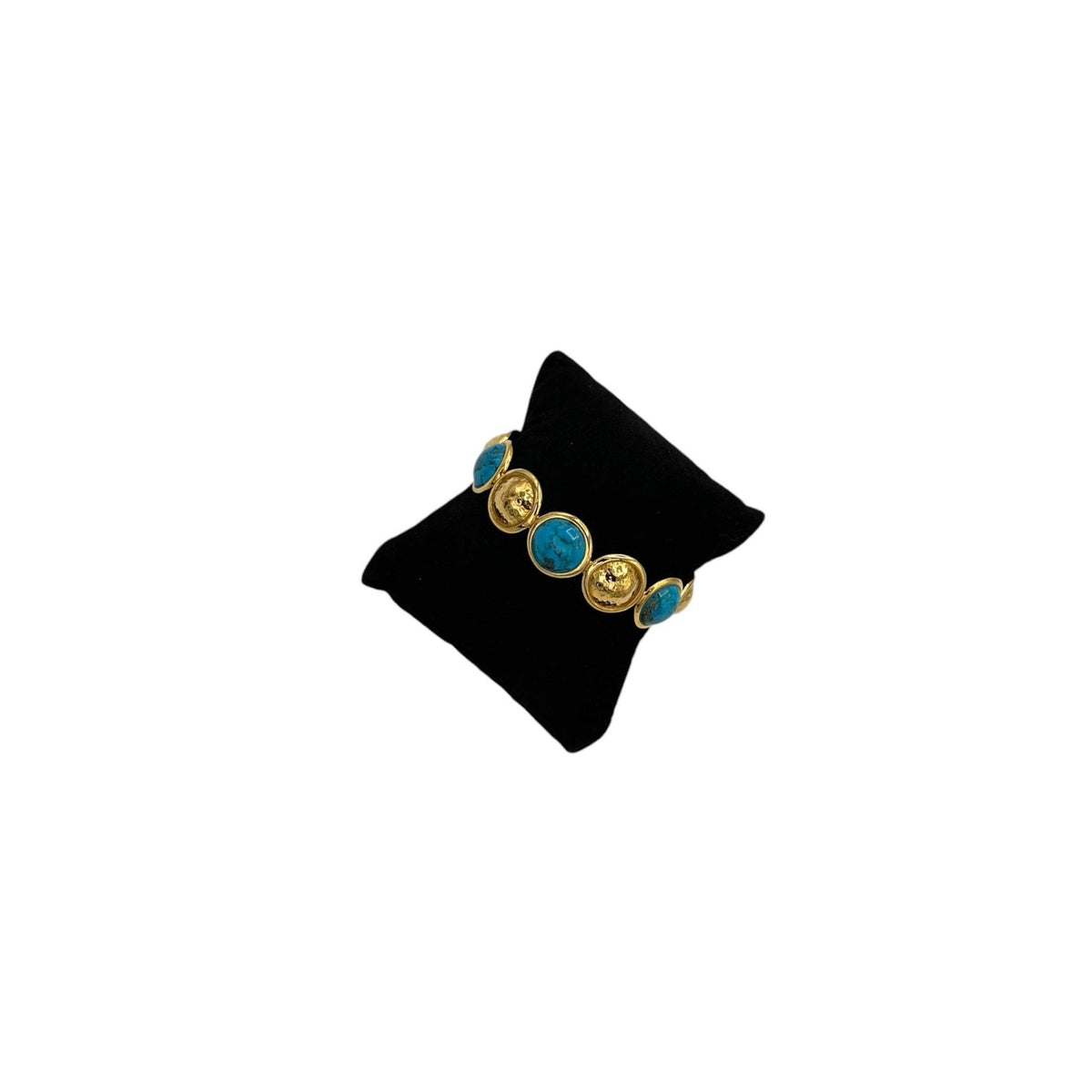 BraceletsSterling Silver Vermeil Hammered Faux Turquoise Bangle Bracelet