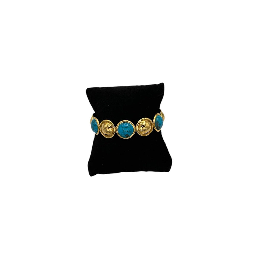 BraceletsSterling Silver Vermeil Hammered Faux Turquoise Bangle Bracelet