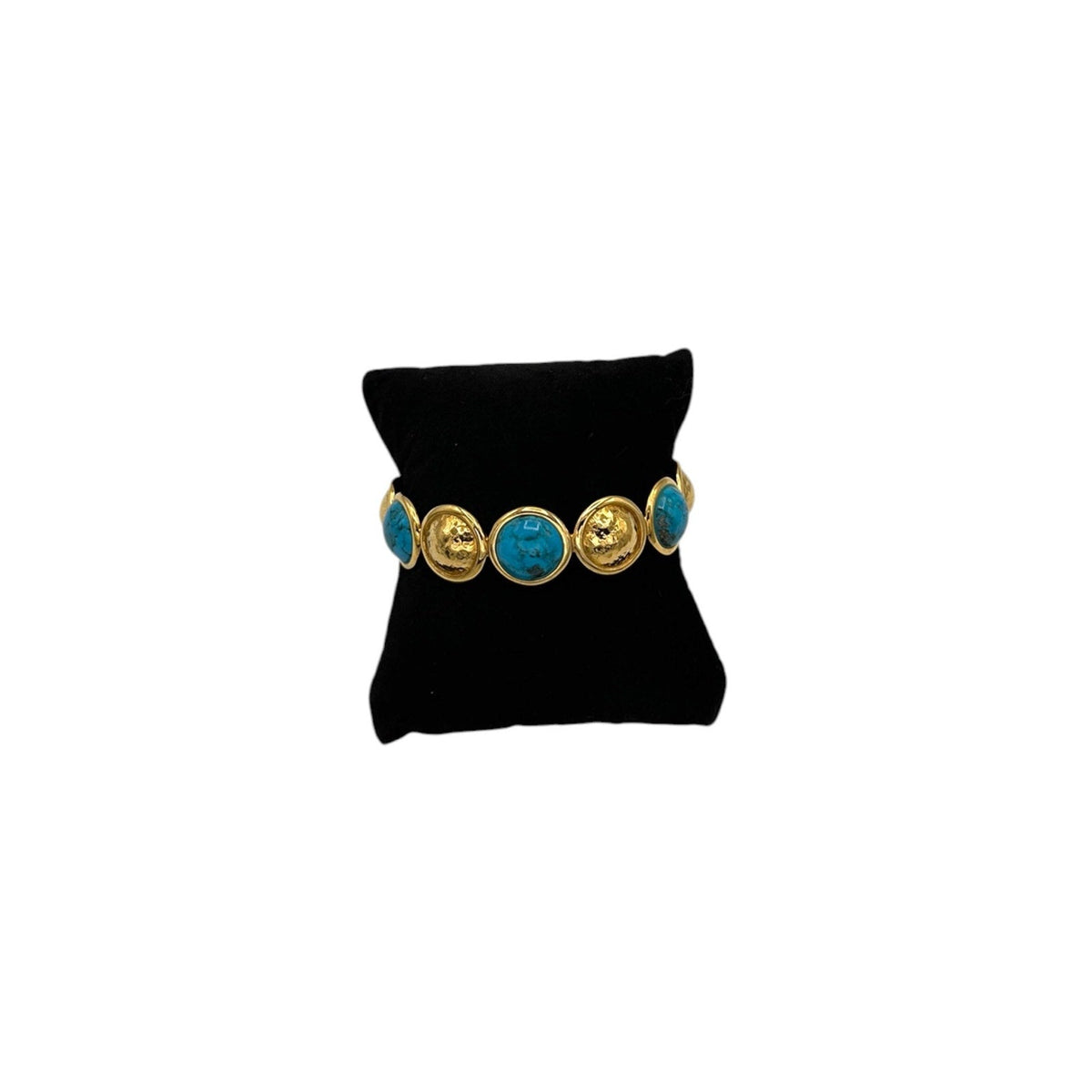 BraceletsSterling Silver Vermeil Hammered Faux Turquoise Bangle Bracelet