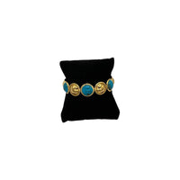 BraceletsSterling Silver Vermeil Hammered Faux Turquoise Bangle Bracelet
