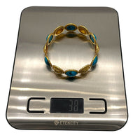 BraceletsSterling Silver Vermeil Hammered Faux Turquoise Bangle Bracelet