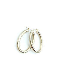 Sterling Silver Vintage Medium Hoop Pierced Earrings - 24 Wishes Vintage Jewelry