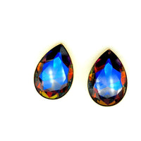 Stunning Blue Teardrop Vintage Rhinestone Clip - On Earrings - 24 Wishes Vintage Jewelry