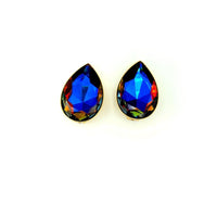 Stunning Blue Teardrop Vintage Rhinestone Clip - On Earrings - 24 Wishes Vintage Jewelry